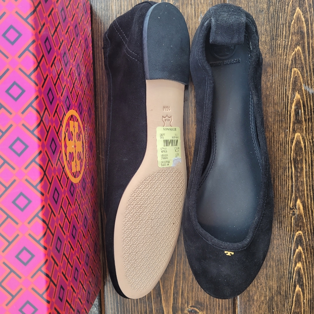 Tory Burch Black Suede Flats